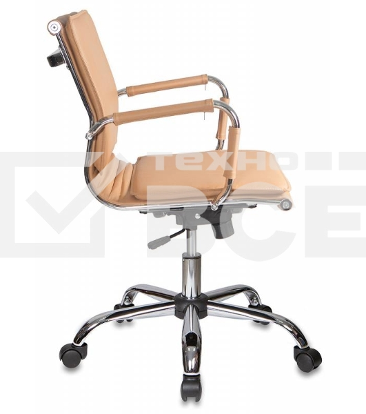 Кресло руководителя Бюрократ CH-993-Low/Camel светло-коричневый, низкая спинка, искусственная кожа, крестовина хромированная