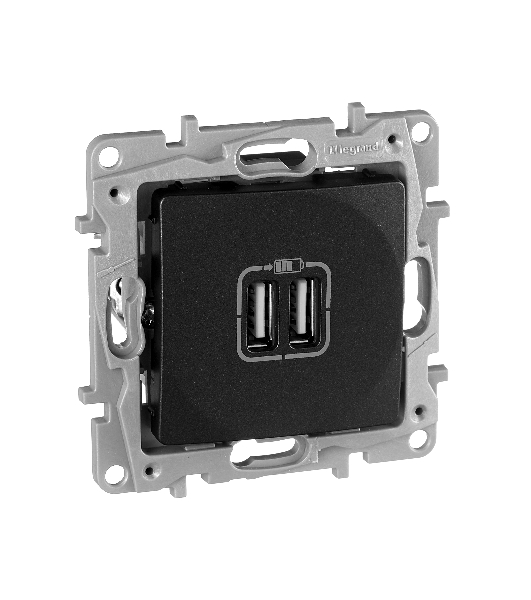 Розетка USB 2-ая 240В/5В 2400мА | 672694 | Legrand Etika Антрацит