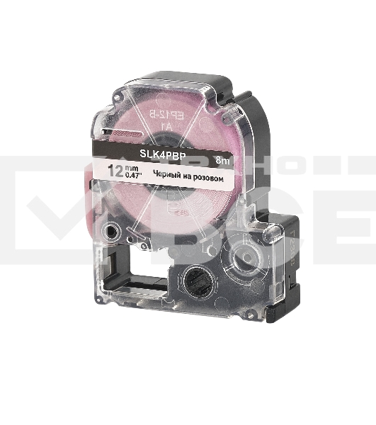 Кассета с лентой S'OK by Sakura Printing K4PBP для Epson, черный на розовом, 12мм/8м
