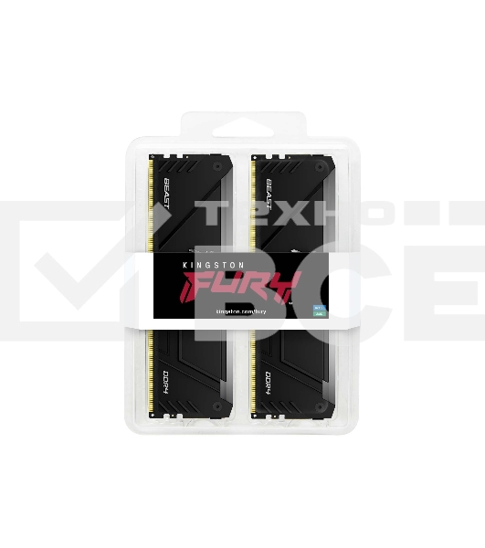 Оперативная память Kingston Fury Renegade, DDR4, 32GB (2x16GB), 3200MHz, CL16, с радиатором, RGB, серебристый/чёрный