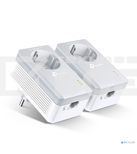 Сетевой адаптер TP-Link TL-PA4010PKIT AV600 Powerline Adapter with AC Pass Through Starter Kit, Ultra Compact Size, 500Mbps Powerline Datarate, 10/100Mbps Fast Ethernet, HomePlug AV, Green Powerline, Plug and Play