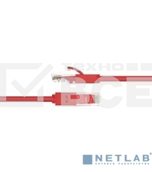 Патч-корд Greenconnect Патч-корд UTP прямой 3 m AWG24 кат.5е,  RJ45,  медь, литой (Красный), пластик пакет (GCR-LNC04-3.0m)