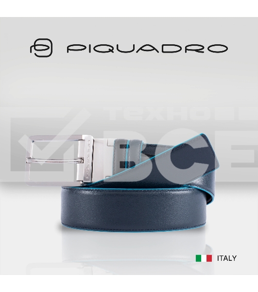 Ремень мужской Piquadro Blue Square CU2619B2/NBLU2, черный/темно-синий, натур.кожа