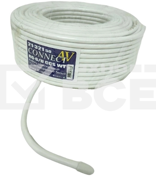 Кабель Premier CONNECT-AV RG-6/U CCS WT 50м. белый (21-321 50)