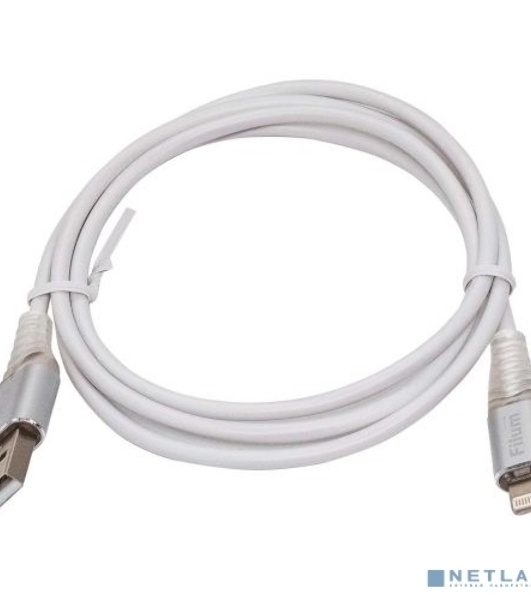 Кабель Filum USB 2.0, 1 м., 2 А, индикатор заряда, разъемы: USB A male - Lightning male, пакет. (FL-CPro-U2-AM-LM-1M-L1)