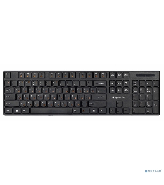 Клавиатура беспроводная Gembird KBW-250, полноразмерная, 104кл, 12Fn, низкий профиль, 2.4 ГГц, черная