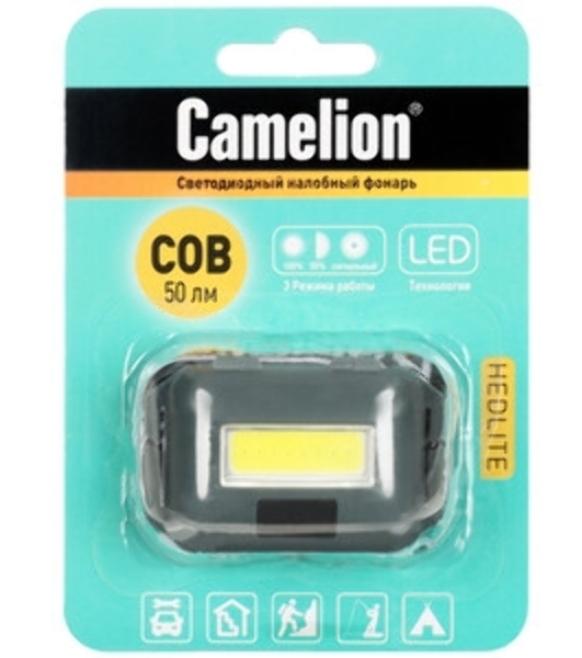 Фонарь налобный Camelion LED5355 черный 1Вт лам.:светодиодный AAAx3 (13748)