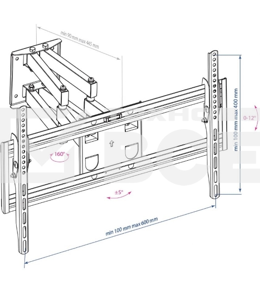 Кронштейн для телевизора Arm Media PT-16 NEW черный 22