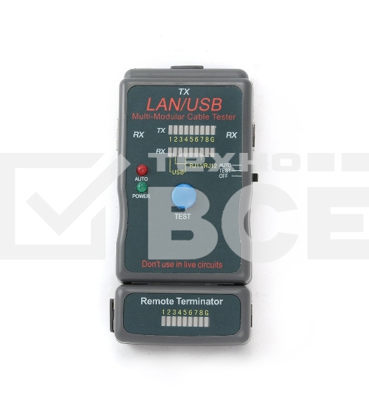 Тестер LAN Cablexpert NCT-2, 100/1000 Base-TX, для UTP, STP, RJ-11, USB-кабеля