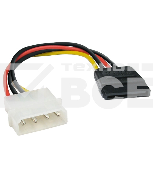 Кабель питания EX138936RUS SATA ExeGate EX-CC-SATA-PS (Molex 4pin/SATA15pin, 0,15м)