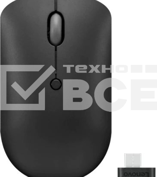 Мышь беспроводная Lenovo 400 черный, 2400 dpi, радиоканал, USB-C, кнопки - 4