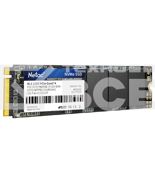 Накопитель SSD Netac N930E Pro, 512GB, PCIe 3.0 x4, M.2 2280, NVMe, R/W 2080/1700