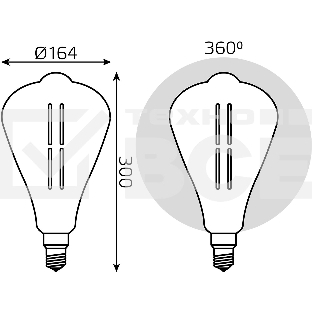 Лампа Filament ST164 6W 330lm 4000К Е27 gray straight LED