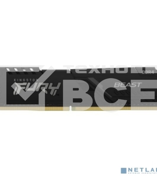 Оперативная память Kingston Fury Beast, DDR4, 8GB (2x4GB), 3200MHz, CL16, с радиатором, черный