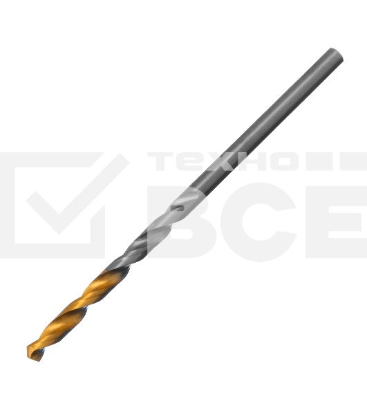 Сверло спиральное по металлу 2,5 x 57мм, Р6М5, Golden Tip, 2шт. Denzel