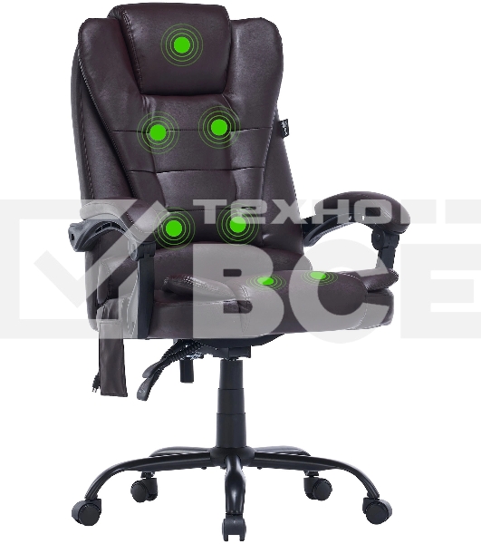 Кресло компьютерное Cactus CS-CHR-OC03M-BR темно-коричневый, эко.кожа, с подголовником