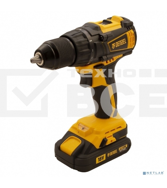 Дрель-шуруповерт аккумуляторная Denzel BLDL-IB-18-02, 18В, 2 АКБ, Кейс