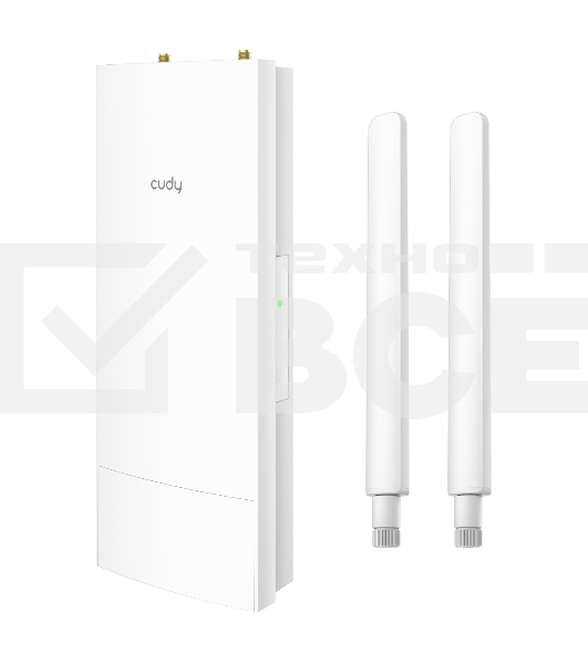 Точка доступа AX3000 High Power WiFi 6 Gigabit Outdoor Access Point, 2402Mbps at 5GHz + 574Mbps at 2.4GHz, 1 x Gigabit RJ45, 2 Detachable Antennas, 802.3at/802.3af PoE or 48V passive PoE, IP65 Waterproof, lightning protection, 48V passive PoE adapter incl