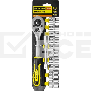 Набор головок STAYER 27750-H12  standard: 1/2 на пластиковом рельсе трещотка удлинитель 10-24мм 12ш