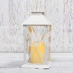 Декоративный фонарь Neon-night со свечой 14x14x29 см, белый корпус, теплый белый цвет свечения, фото 1