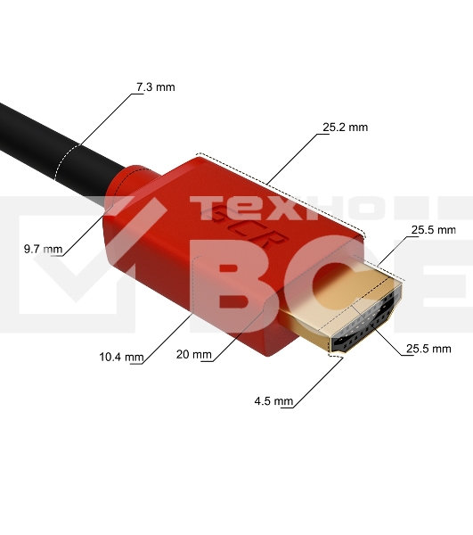 Кабель GCR 3.0m HDMI версия 2.0, HDR 4:2:2, Ultra HD, 4K 60 fps 60Hz/5K*30Hz, 3D, AUDIO, 18.0 Гбит/с, 28/28 AWG, OD7.3мм, тройной экран, черный, красные коннекторы, GCR-HM451-3.0m GCRКабель 3.0m HDMI версия 2.0, HDR 4:2:2, Ultra HD, 4K 60 fps 60Hz/5K*30Hz