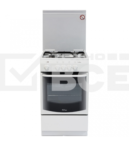 Плита газовая De Luxe 5040.37Г (КР) белый, конфорок 4 шт, духовка 43 л, 50 см x 85 см x 50 см