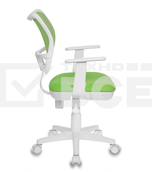 Кресло компьютерное Бюрократ CH-W797/SD/TW-18 TW-18 салатовый, спинка сетка, сиденье салатовый, колеса белый/салатовый, пластик белый