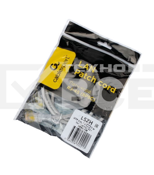 Патч-корд LSZH UTP Cablexpert PP31-1M кат.5e, 1м, литой, многожильный (серый)