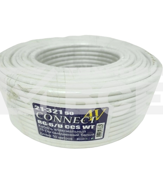 Кабель Premier CONNECT-AV RG-6/U CCS WT 50м. белый (21-321 50)