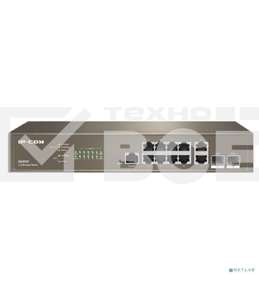 Коммутатор управляемый IP-COM G5312F L3, 12 портов, 10х1 Гбит/с, Base-X SFP 2х1 Гбит/с, настольный