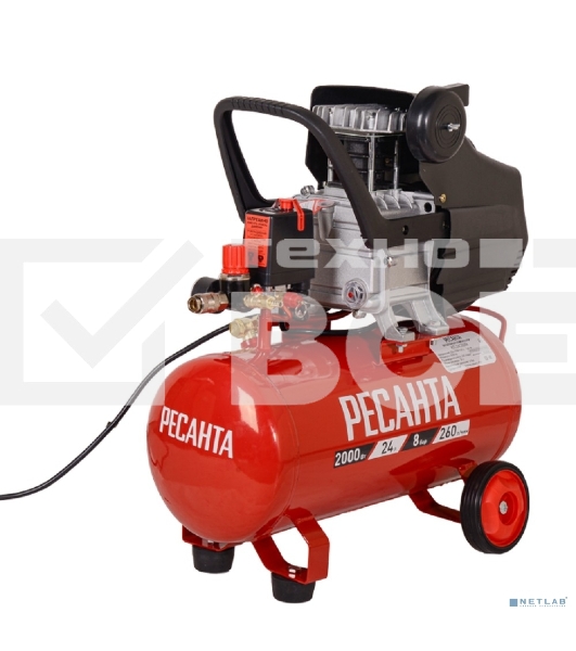 Компрессор поршневой Ресанта КП-24/260М масляный 260л/мин 24л 2000Вт красный/черный