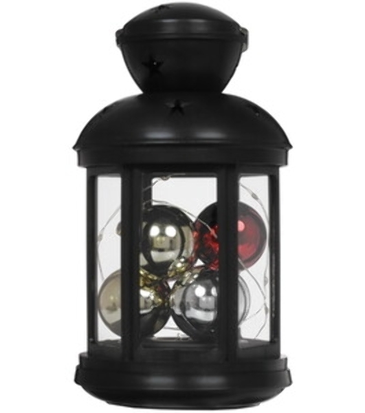 Декоративный фонарь Neon-night с шариками 12х12х20,6 см, черный корпус, теплый белый цвет свечения