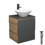 Тумба Bau Dream Blackwood 50 графит, раковина BAU Dream D43, смеситель для раковины высокий Hotel Black, черный, выпуск клик клак, черный, фото5