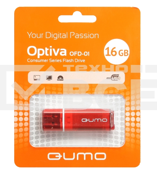 Флэш Диск QUMO 16GB Optiva 01 Red QM16GUD-OP1-red