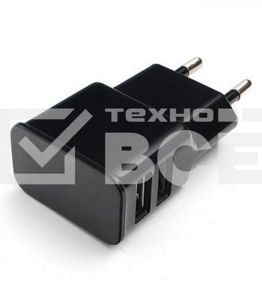 Адаптер питания Cablexpert MP3A-PC-12 100/220V - 5V USB 2 порта, 2.1A, черный
