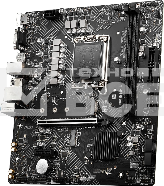 Материнская плата MSI PRO H610M-G DDR4, LGA 1700, Intel H610, 2xDDR4, 4xSATA, 1xM.2, 1xPCIe 4.0 x16, 1xPCIe 3.0 x1, 1xHDMI, 1xDP, 1xVGA, 1xRJ45 1Gb, 2xUSB-A 3.2 Gen 1, 4xUSB-A 2.0, 3x3.5мм, 7.1, mATX