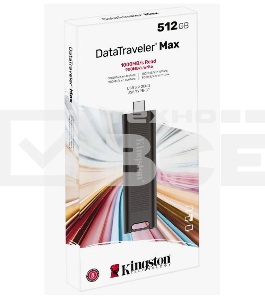 Флеш диск Kingston 512Gb DataTraveler Max <DTMAX/512GB>, USB3.2, up to 1000/900MBs черный