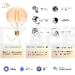 Лампа Smart Home Filament G95 7W 740lm 2500К E27 диммируемая LED, фото10