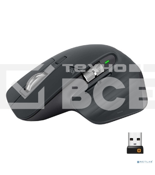 Мышь беспроводная Logitech MX Master 3s графитовый, 8000 dpi, радиоканал, Bluetooth, USB, кнопки - 7