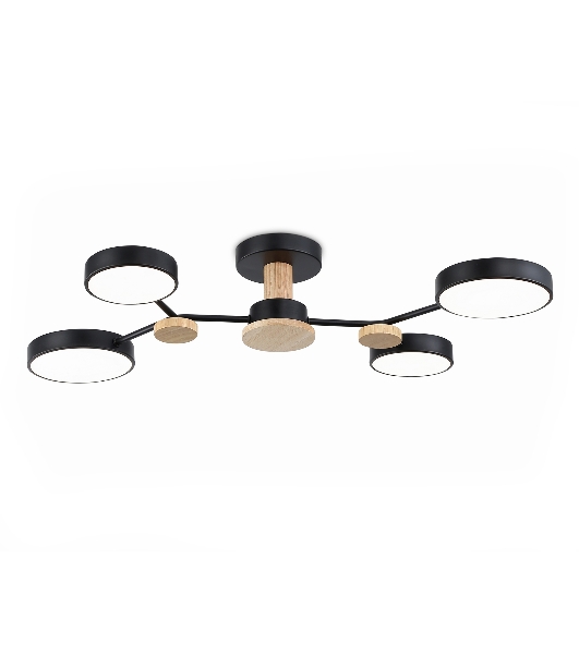 Светильник Ambrella light FL4860/4 BK/WD черный/дерево 60W 3000-6000K 700*400*120 (без ПДУ)