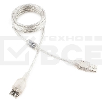 Кабель удлинитель USB2.0 Pro Cablexpert CCF-USB2-AMAF-TR-6, AM/AF, 1,8м, экран, 2феррит.кольца, прозрачный, пакет, фото 1
