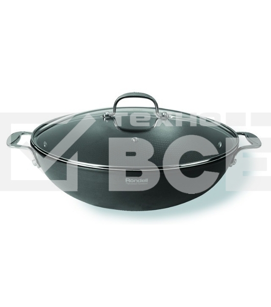 Вок RONDELL RDA-114 Вок 32см RONDELL Вок RDA-114, с кр 32 см (4,6 л). Материал: Штампованный алюминий. Основной цвет: Мокрый асфальт. Технология: Двустороннее анодирование - 39-44 мкн, исключает взаимодействие пищи с алюминием. Внутреннее покрытие: TriTit