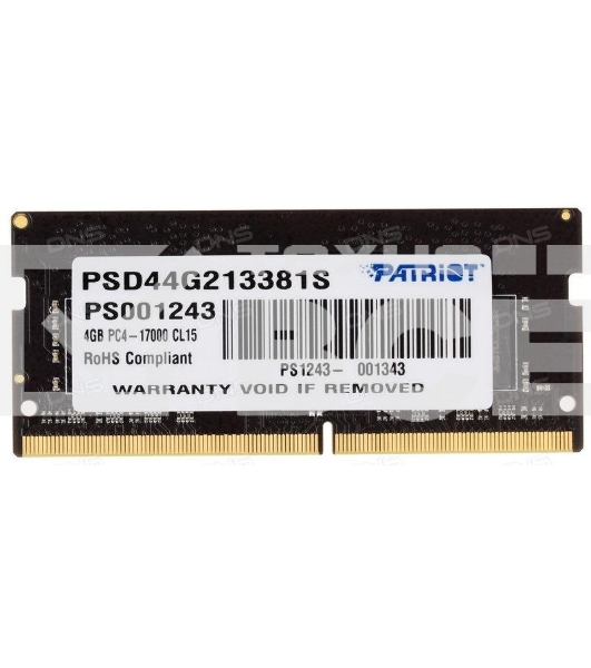 Оперативная память Patriot, DDR4, 4GB (1x4 GB), 2133 MHz, CL15, SO-DIMM