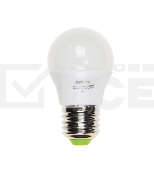Лампа светодиодная PLED-ECO-G45 5Вт шар 4000К белый E27 400лм 220-240В JazzWay 1036988A