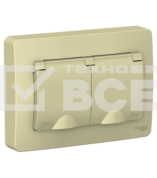 Розетка 2-м СП BLANCA 16А 250В с защ. крышкой защ. шторки с заземл. IP44 беж. SchE BLNRS441127