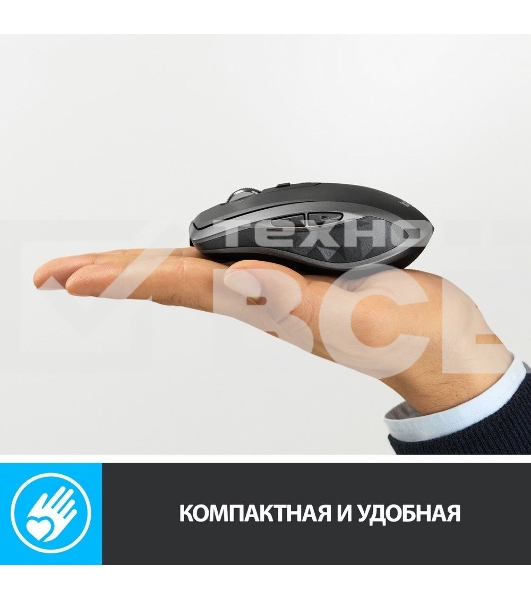 Мышь беспроводная Logitech MX Anywhere 2S графитовый, 4000 dpi, радиоканал, Bluetooth, USB, кнопки - 7