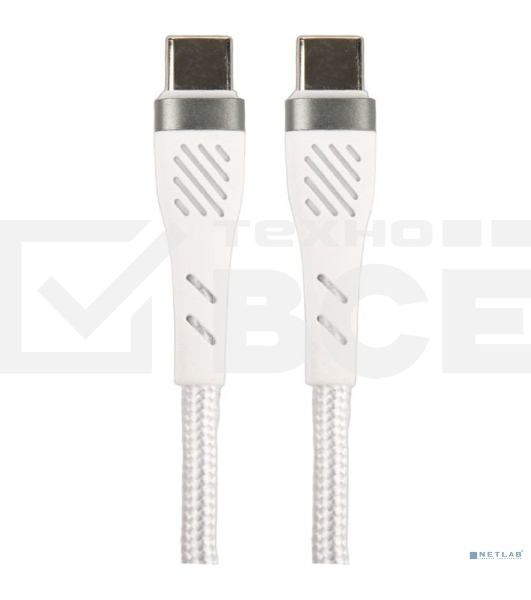 Кабель PERFEO USB C вилка - C вилка, 60W, белый, 1 м, POWER (C1104)
