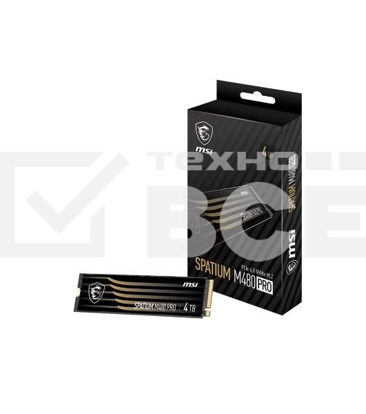 Накопитель SSD MSI SPATIUM M480 PRO, 2TB, M.2 2280, PCIe 4.0 x4, NVMe, R/W 7400/7000