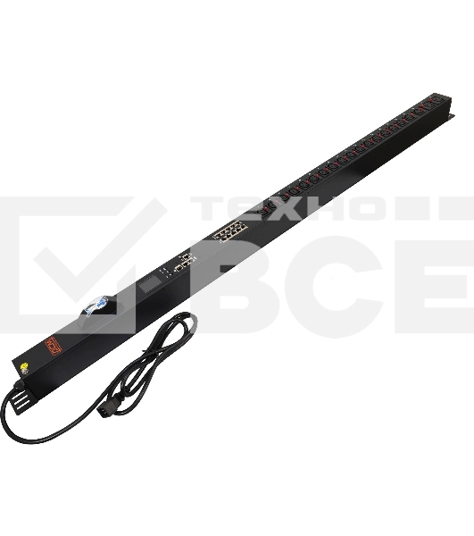 Блок распределения питания Powercom PDU-16AVMS20-18C13-2C19 18*C13+2*C19, 16A, 1,5U (1968234)