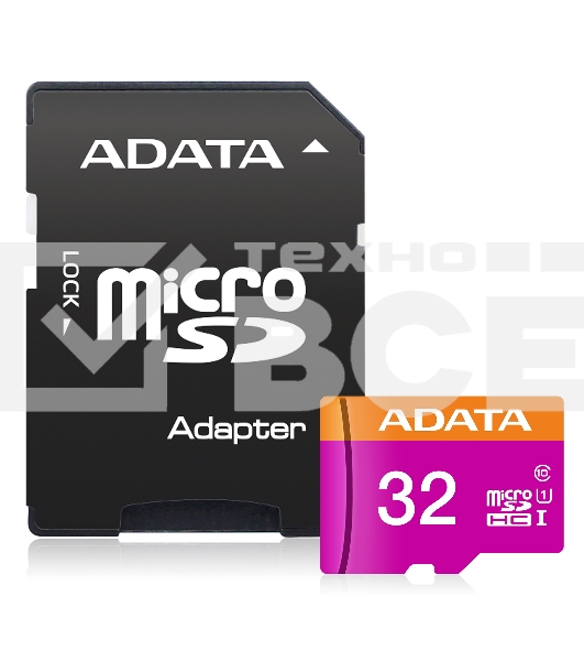 Флеш карта microSDHC 32GB ADATAUHS-1 CL10 (AUSDH32GUICL10-RA1) + SD adaptor